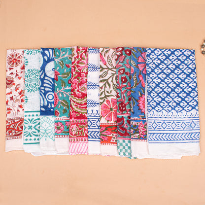 Set of 25 - Hand Block Printed Bandana In Cotton, Bohemian Paisley Wrap For Neck Or Hair, Lightweight Accessory For Summer, Unisex Gift Idea, Cotton Bandanas