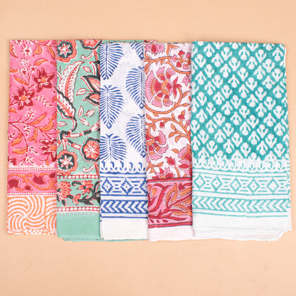 Set of 5 - Paisley Print Cotton Bandana, Handcrafted Organic Fabric Scarf, Boho Summer Accessory For Hair Or Neck, Unisex Gift Idea, Headband Bandana For Men