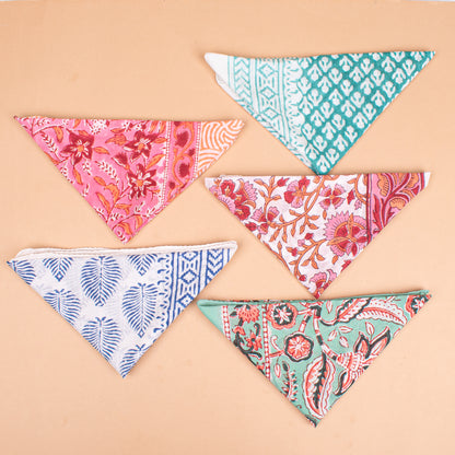Set of 5 - Paisley Print Cotton Bandana, Handcrafted Organic Fabric Scarf, Boho Summer Accessory For Hair Or Neck, Unisex Gift Idea, Headband Bandana For Men