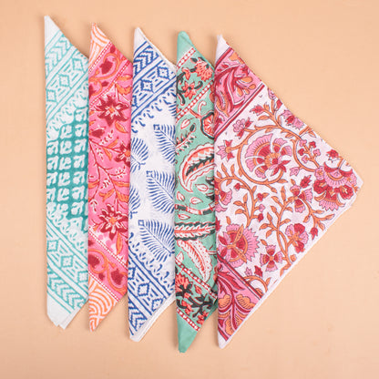 Set of 5 - Paisley Print Cotton Bandana, Handcrafted Organic Fabric Scarf, Boho Summer Accessory For Hair Or Neck, Unisex Gift Idea, Headband Bandana For Men
