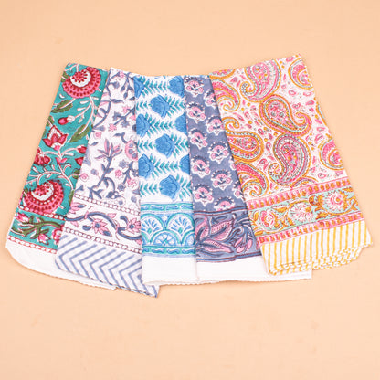 Set of 5 - Cotton Bandana With Hand Block Paisley Print, Reusable Headwrap Or Neckerchief For Summer, Boho Style Gift For All, Accessory For Bikers & Pet