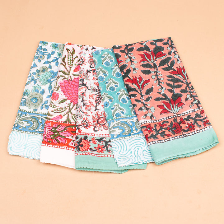 Set of 5 – Floral Cotton Bandanas | Printed Head Scarf &amp; Hair Wrap