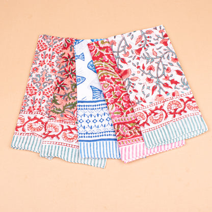 Set of 5 - Handmade Bohemian Cotton Bandana, Sustainable Gift For All, Block Printed Scarf, Organic Hair Or Neck Wrap, Lightweight Unisex Accessory