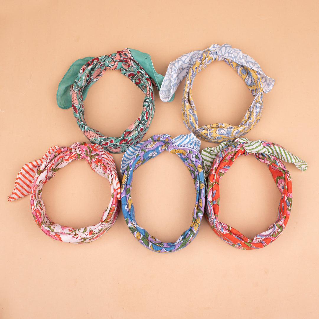Set of 5 – Boho Cotton Bandanas | Hair Scarf &amp; Neck Wrap