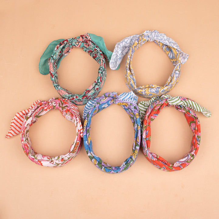 Set of 5 – Boho Cotton Bandanas | Hair Scarf &amp; Neck Wrap