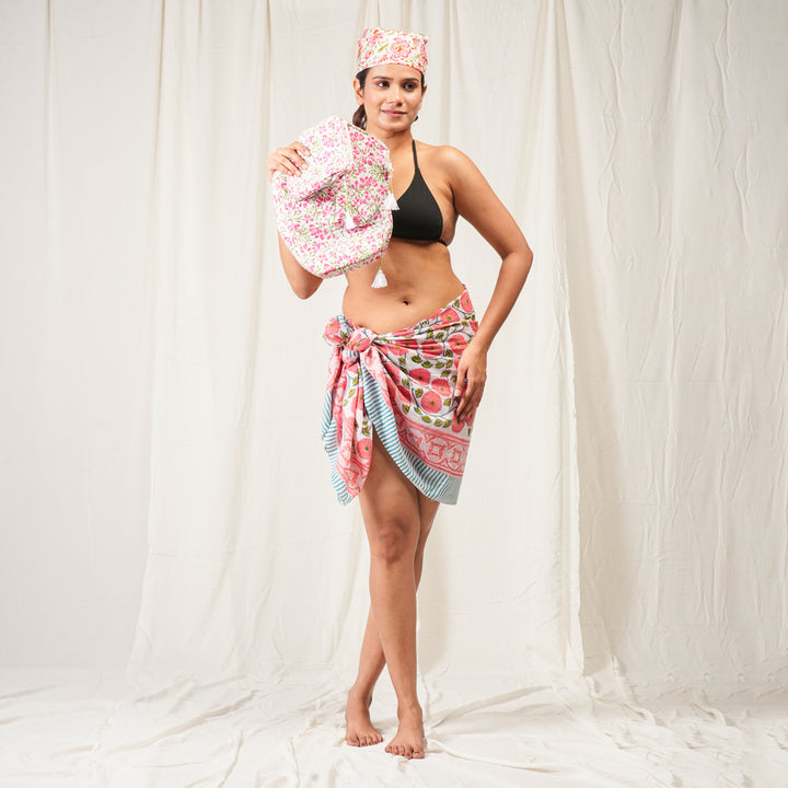 Boho Cotton Gift Set | Scarf, Makeup Bag, Sarong Combo