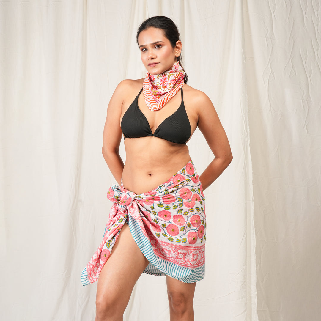 Boho Cotton Gift Set | Scarf, Makeup Bag, Sarong Combo