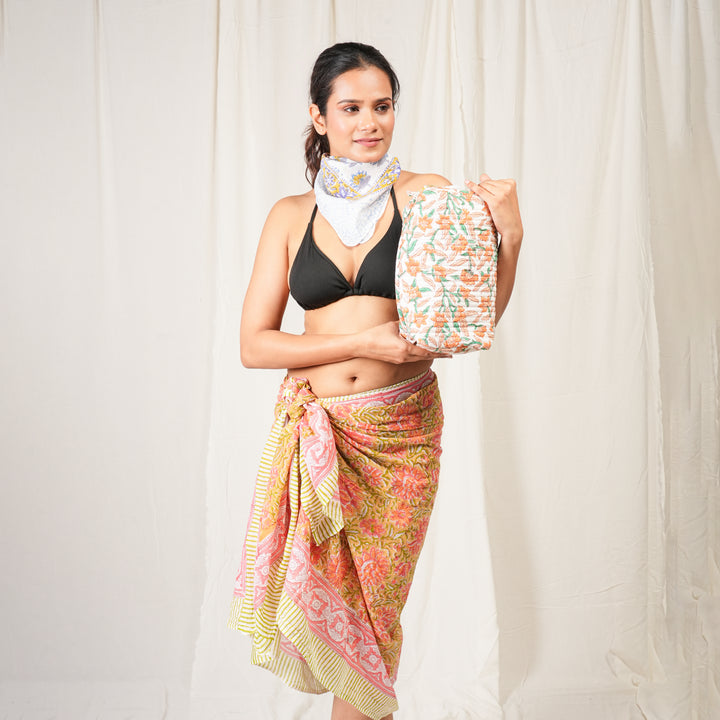 Boho Cotton Gift Set | Scarf &amp; Pouch Combo