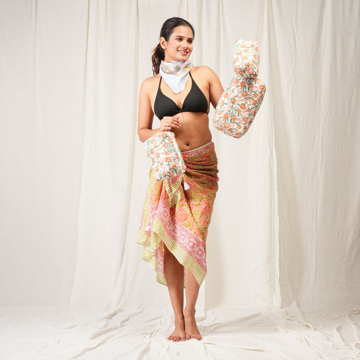 Boho Cotton Gift Set | Scarf &amp; Pouch Combo