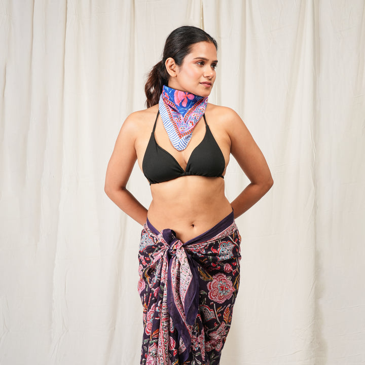 Floral Cotton Gift Set | Scarf, Makeup Bag, Sarong Combo