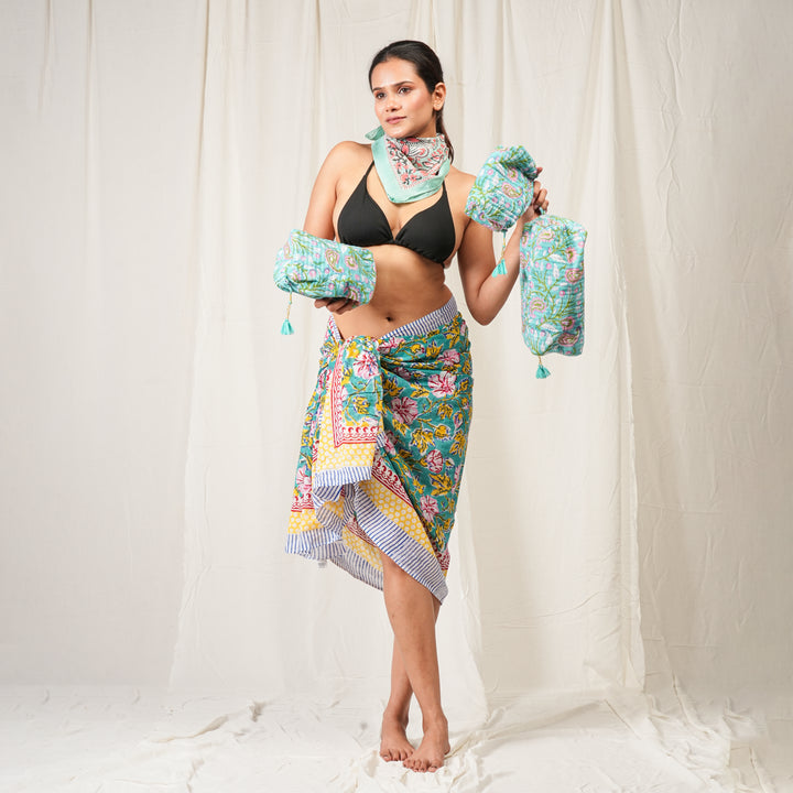 Boho Cotton Gift Set | Scarf, Makeup Bag Combo