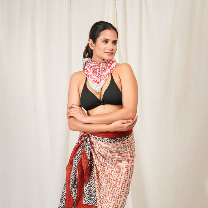 Floral Cotton Gift Set | Scarf, Makeup Bag, Sarong Combo