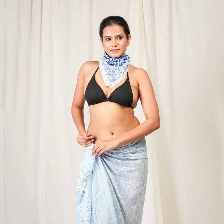 Hand Block Cotton Gift Set | Scarf, Makeup Bag, Sarong Combo