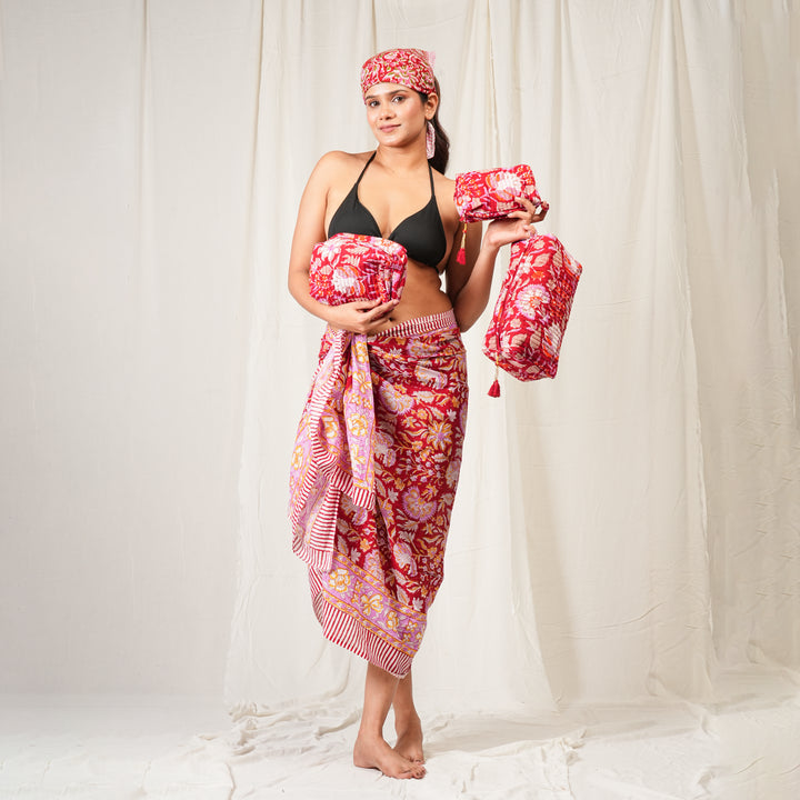 Boho Cotton Gift Set | Scarf, Makeup Bag Combo