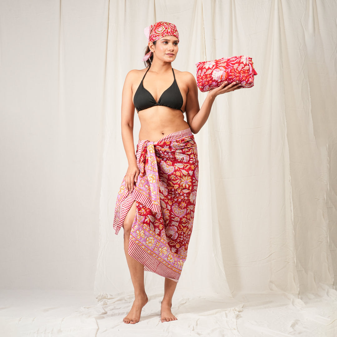 Boho Cotton Gift Set | Scarf, Makeup Bag Combo