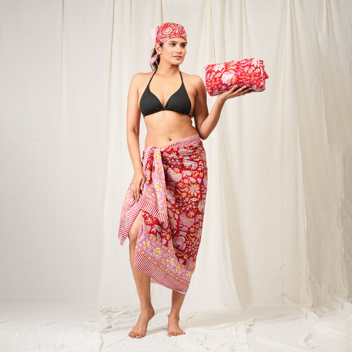 Boho Cotton Gift Set | Scarf, Makeup Bag Combo