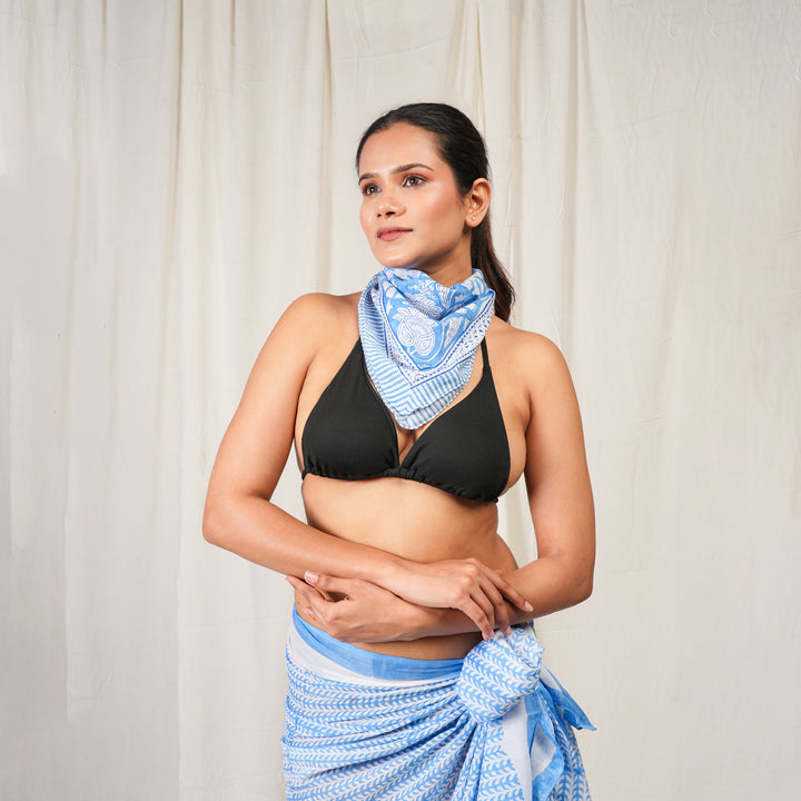 Hand Block Cotton Gift Set | Scarf, Makeup Bag Combo