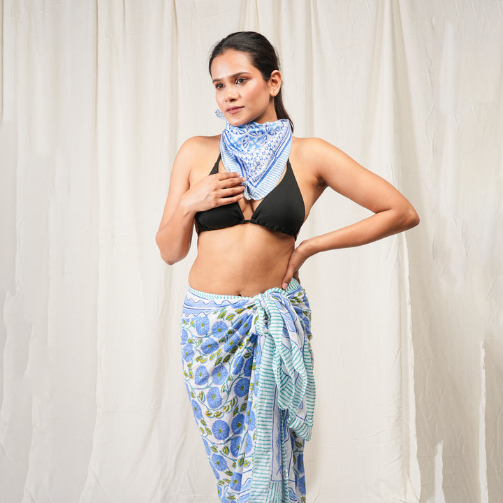 Floral Cotton Gift Set | Scarf, Makeup Bag, Sarong Combo
