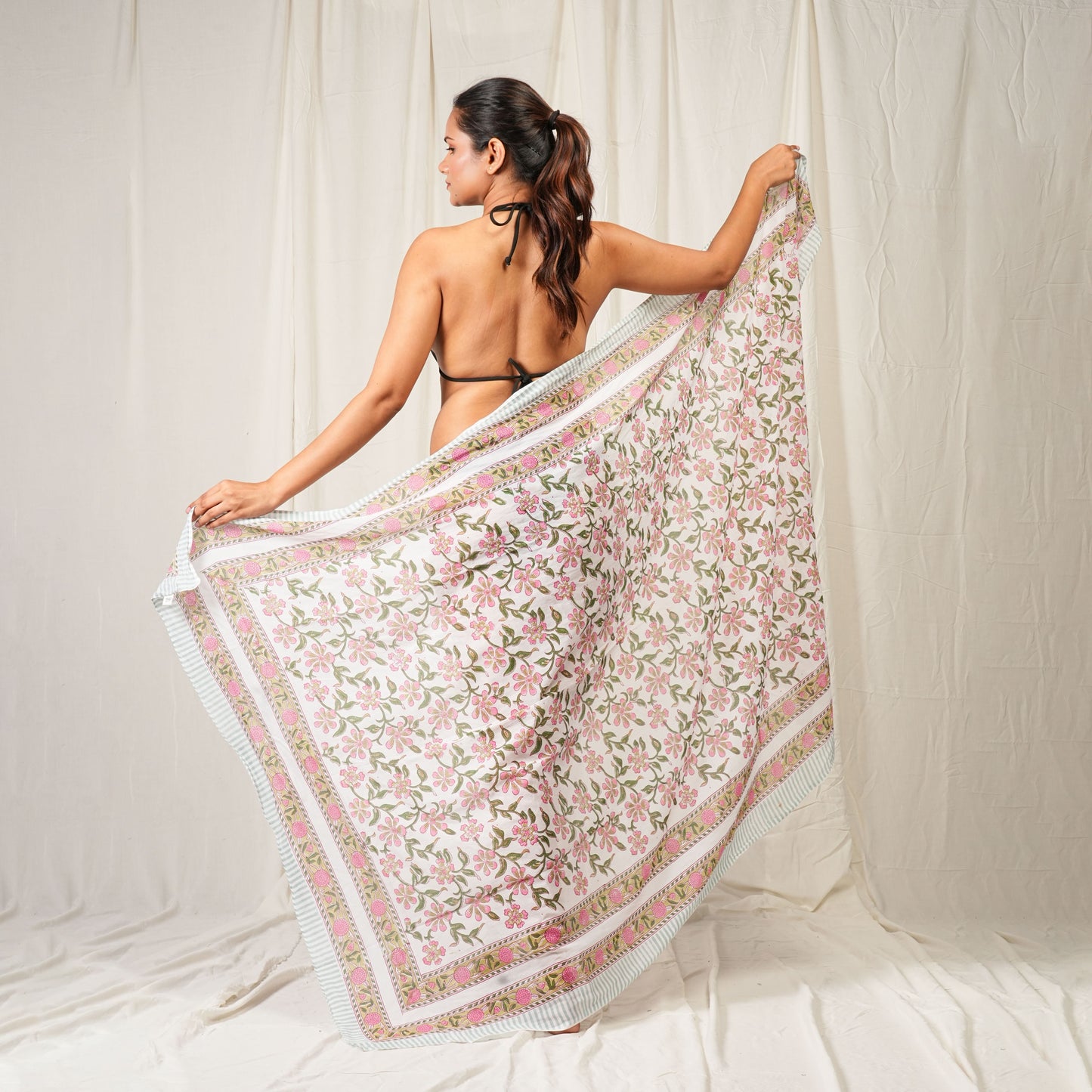 Premium Pink Geometric Sarong Versatile Summer Essential