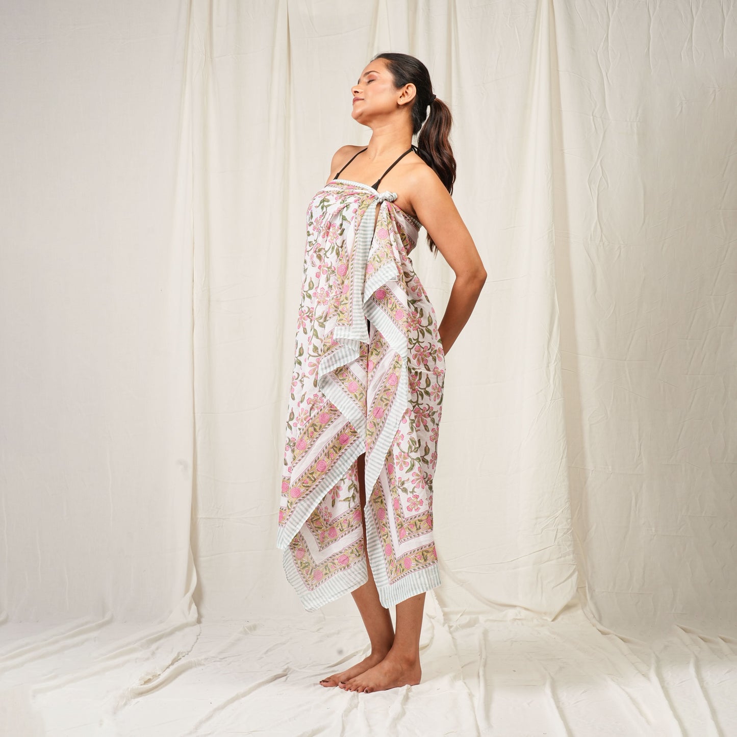 Premium Pink Geometric Sarong Versatile Summer Essential