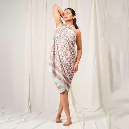 Premium Pink Geometric Sarong Versatile Summer Essential