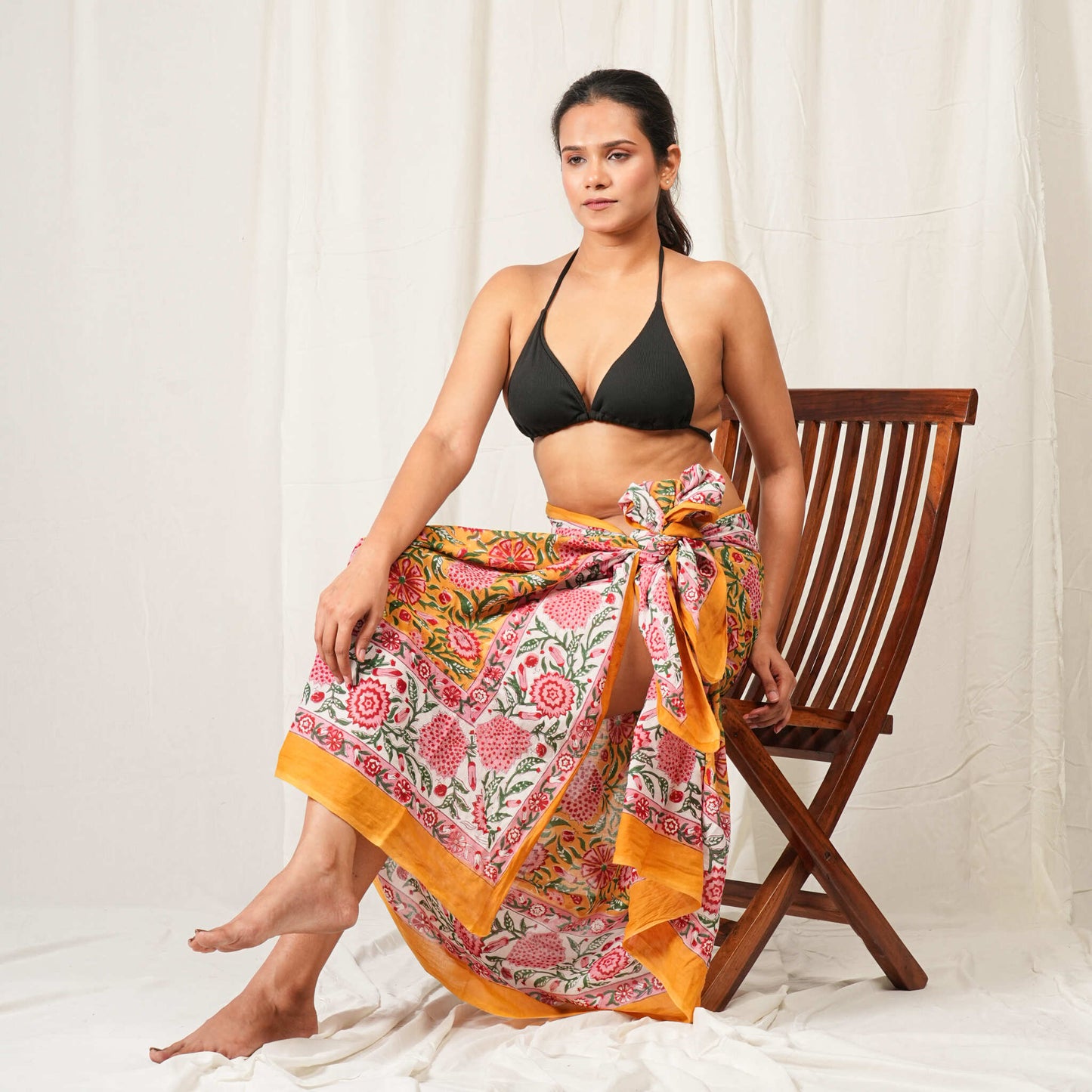 Hand Block Printed Cotton Scarf, Lightweight Sarong, Boho Summer Beach Cover Up, Artisan Handcrafted Pareo Wrap, Gift For Her