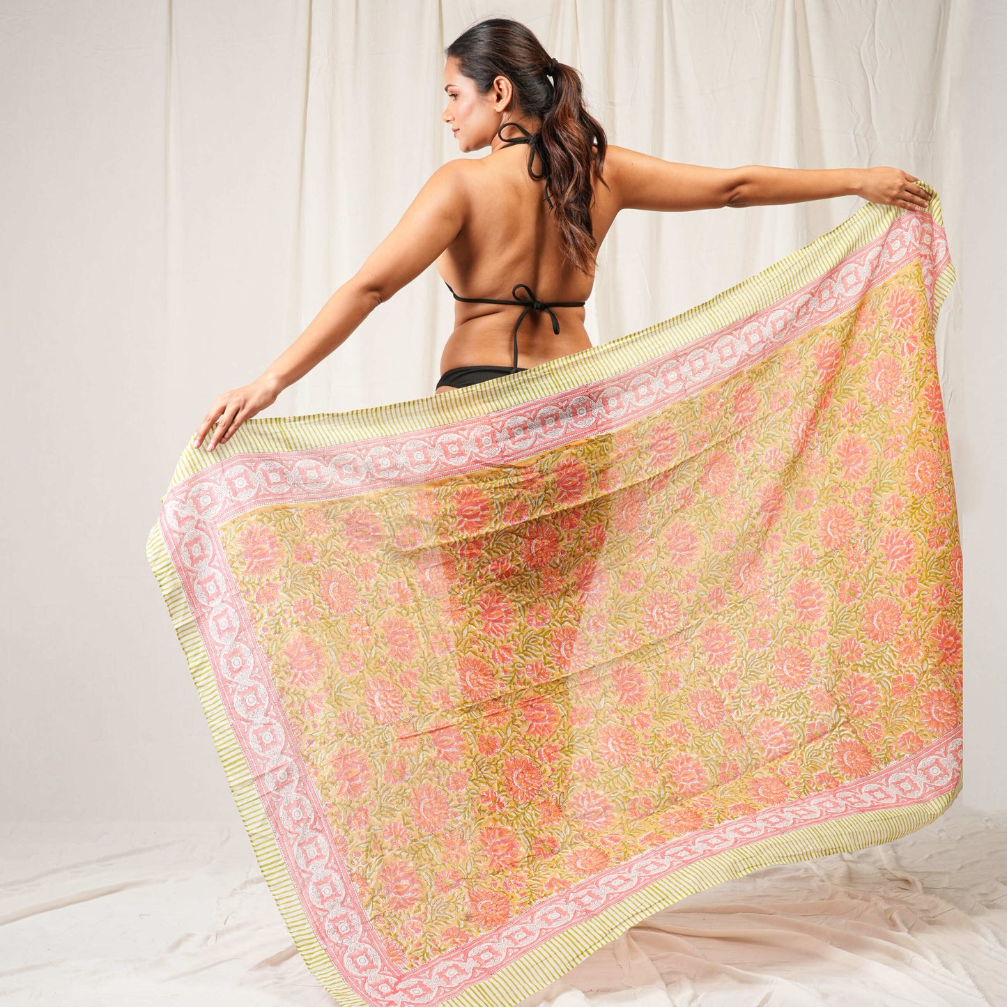 Unique Border Floral Sarong Detailed Design & Warm Colors