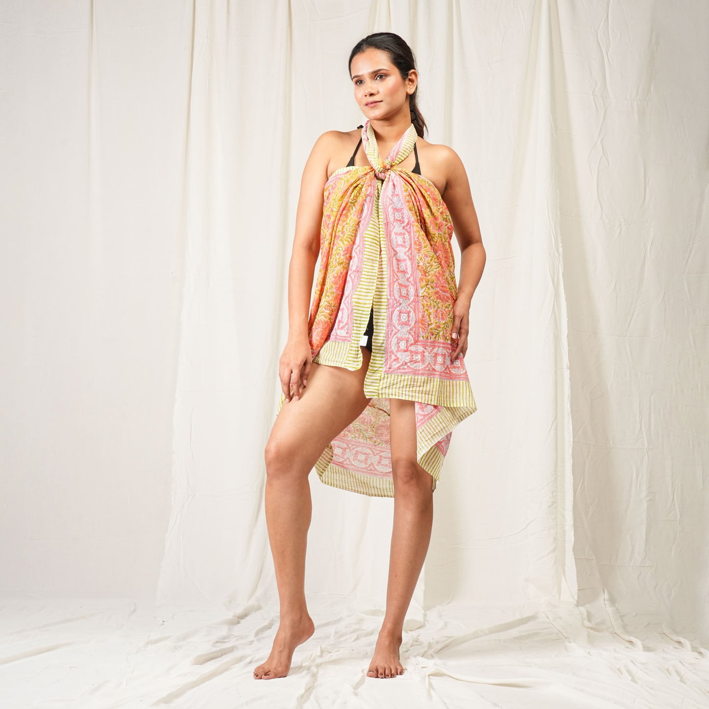 Unique Border Floral Sarong Detailed Design & Warm Colors