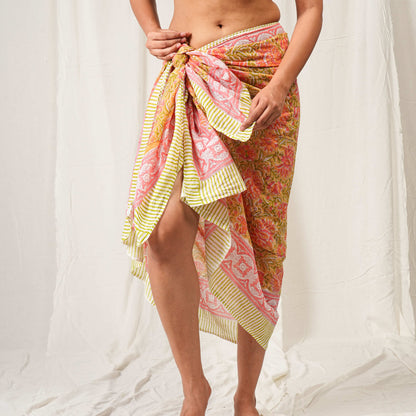 Unique Border Floral Sarong Detailed Design & Warm Colors