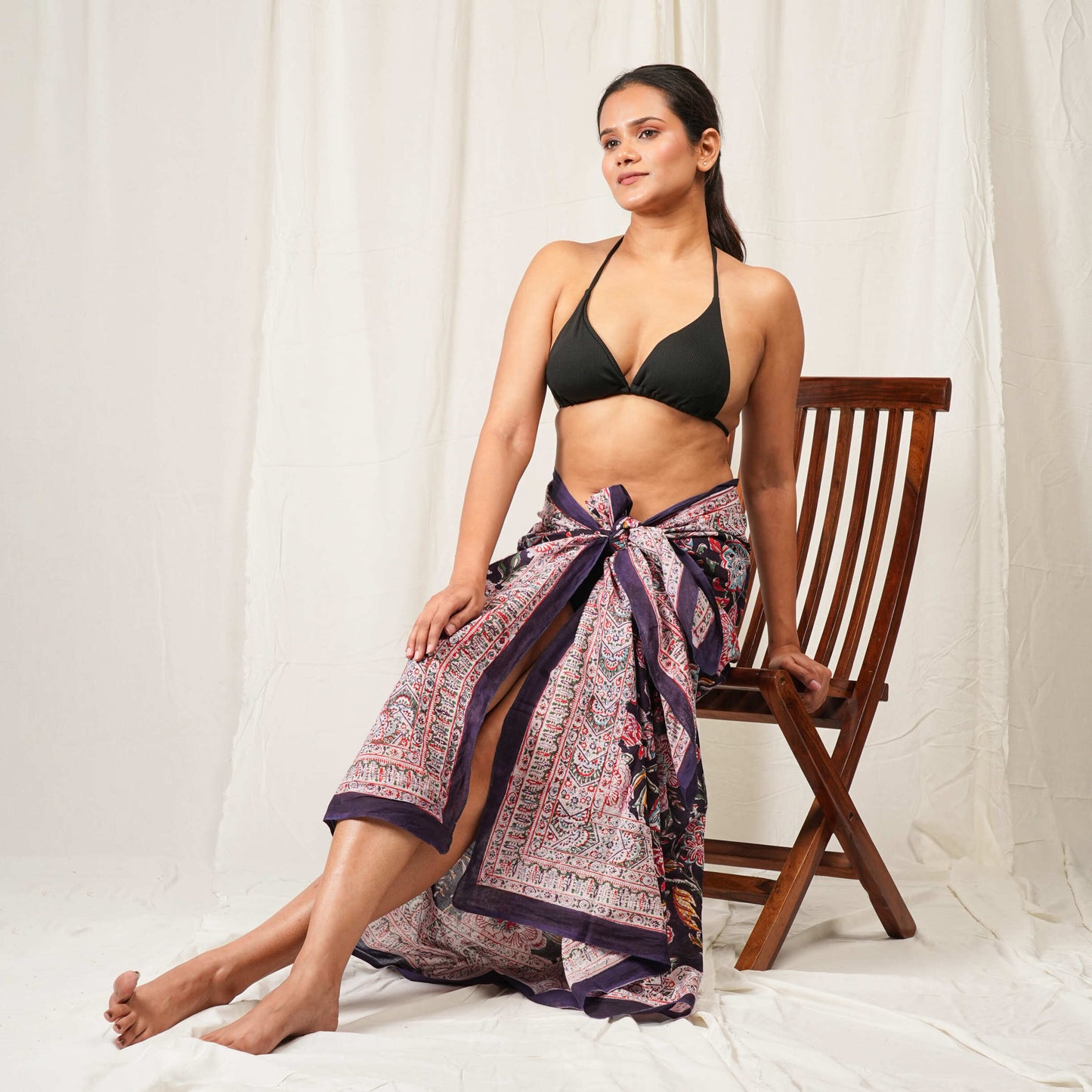 Bohemian Block Printed Cotton Scarf, Natural Handmade Pareo, Eco-Friendly Cotton Sarong, Cotton Block Printed Summer Scarves