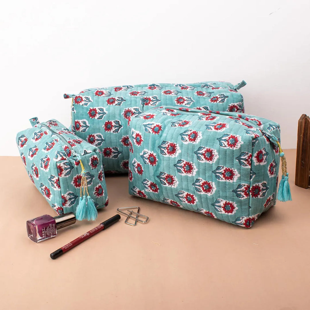 Hand Block Makeup Bag | Cotton Cosmetic Pouch &amp; Organizer
