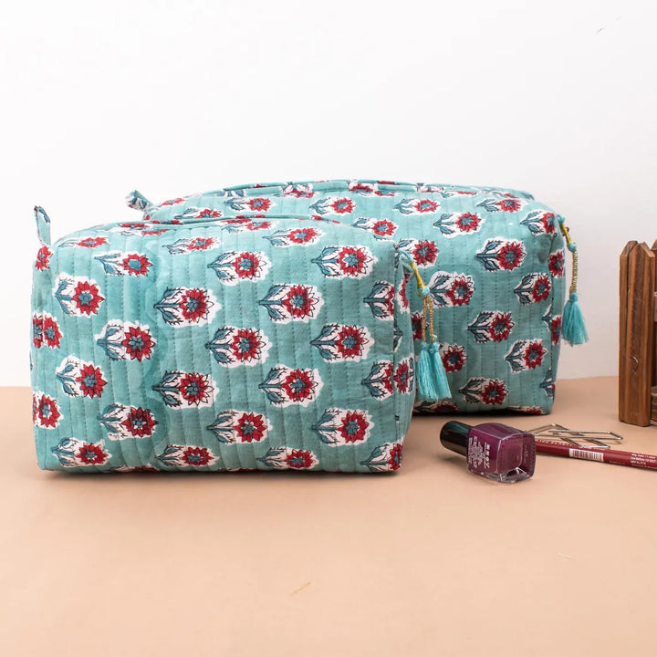 Hand Block Makeup Bag | Cotton Cosmetic Pouch &amp; Organizer