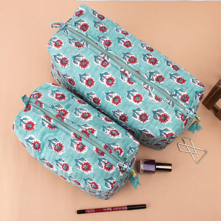 Hand Block Makeup Bag | Cotton Cosmetic Pouch &amp; Organizer
