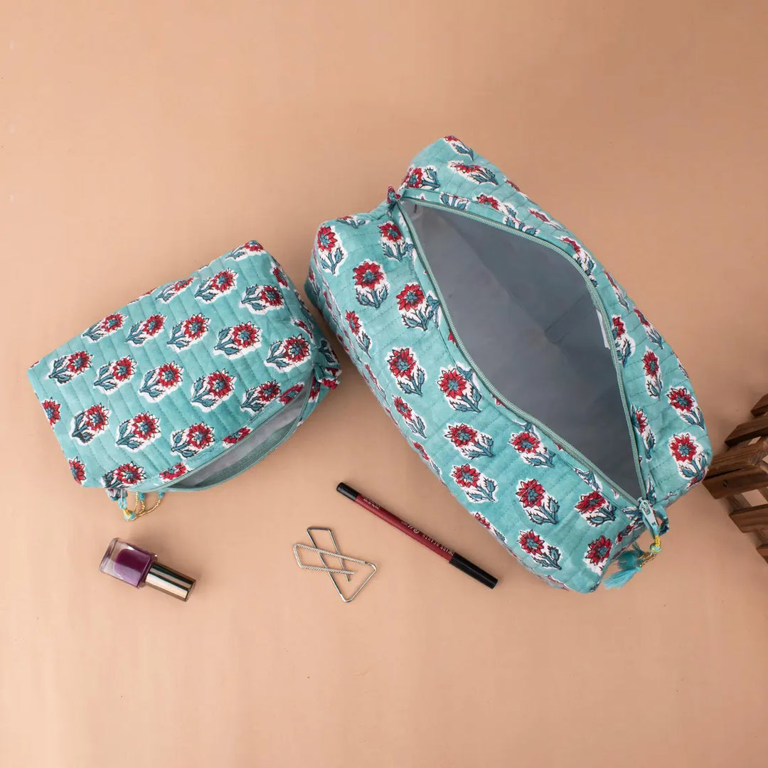 Hand Block Makeup Bag | Cotton Cosmetic Pouch &amp; Organizer