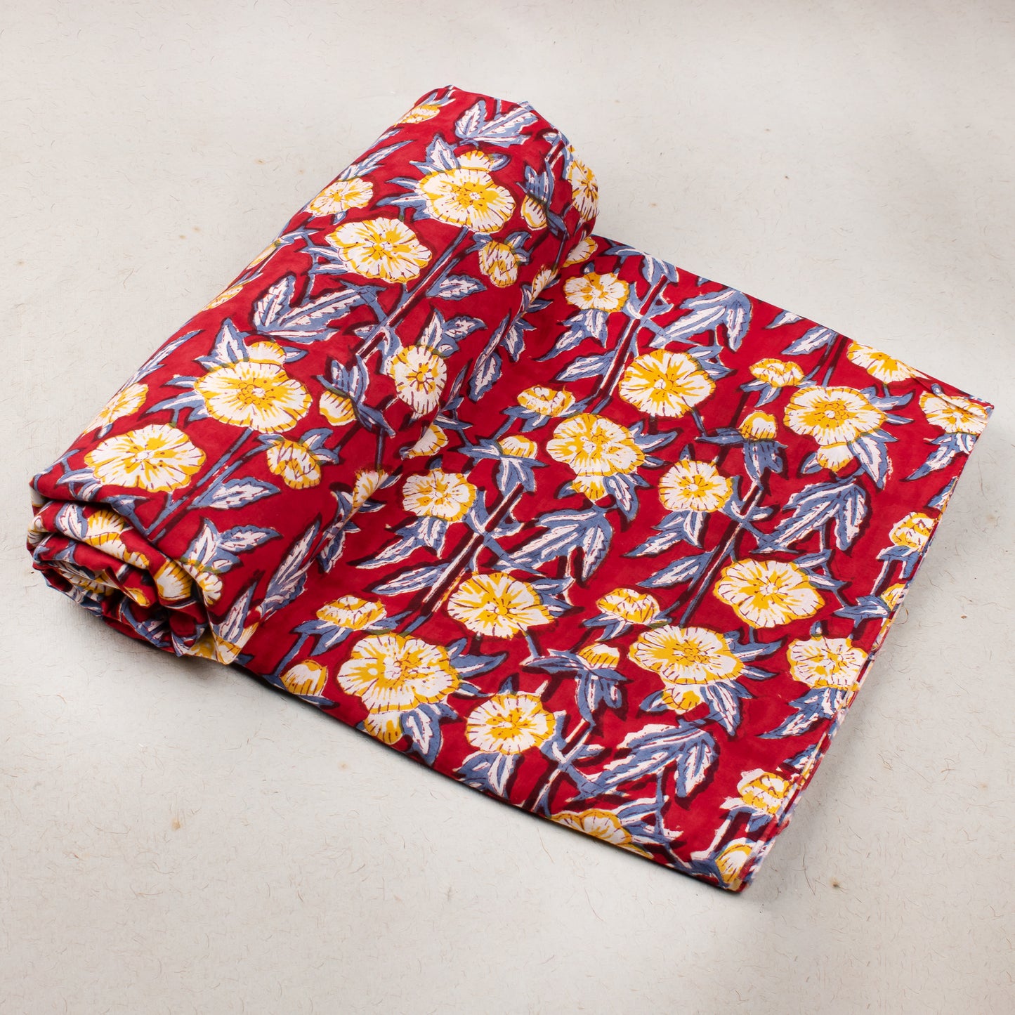 Hand Block Print Fabric, Floral Cotton Fabric, Ethnic Indian Print Material, Natural Dye Cotton Textile For Dressmaking, Sewing