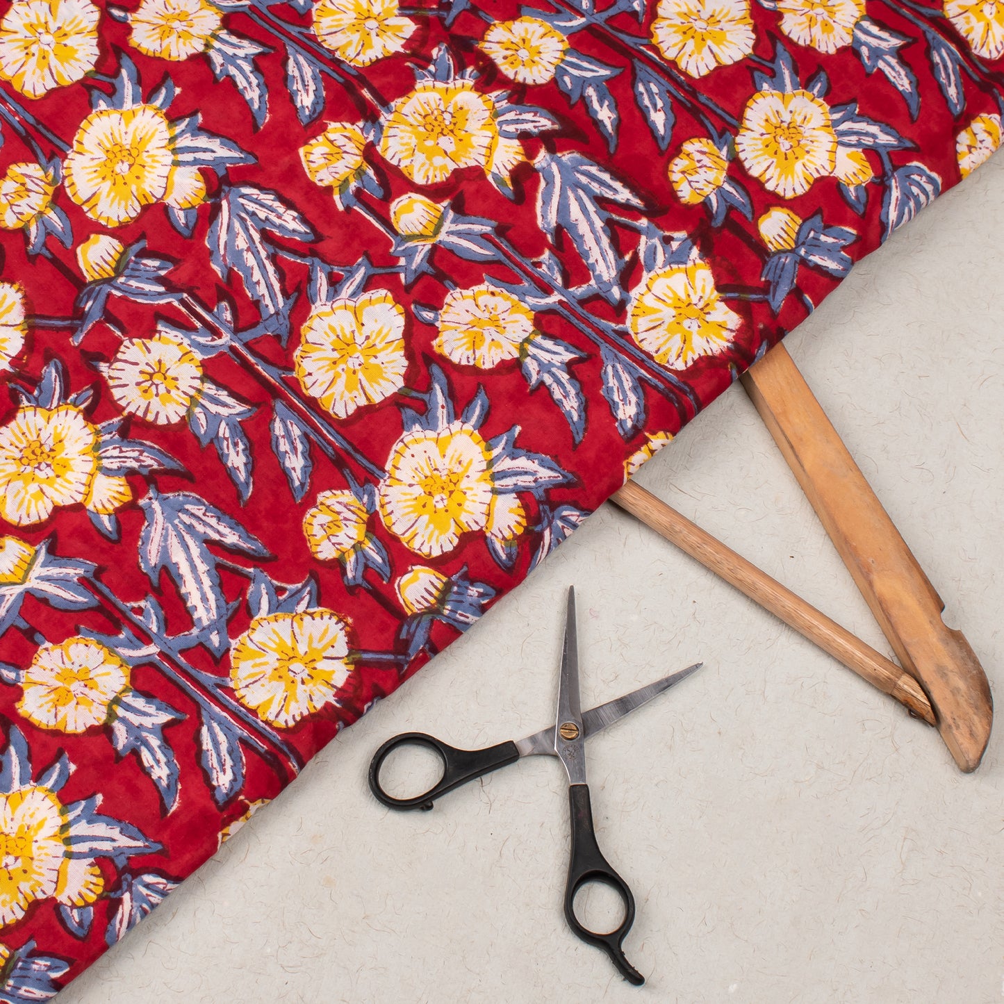 Hand Block Print Fabric, Floral Cotton Fabric, Ethnic Indian Print Material, Natural Dye Cotton Textile For Dressmaking, Sewing