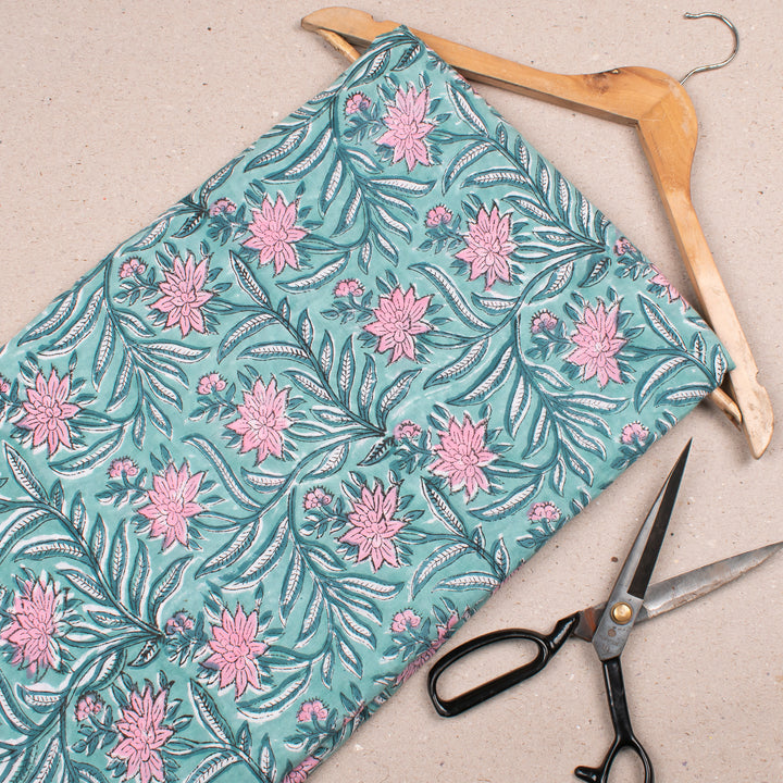 Hand Block Cotton Fabric by the Yard | Block Print Craft Fabric