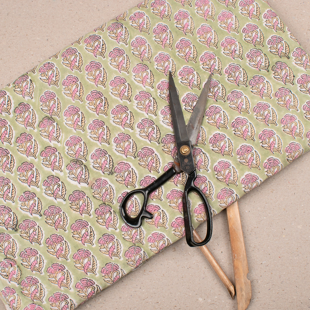 Hand Block Cotton Fabric by the Yard | Block Print Craft Fabric