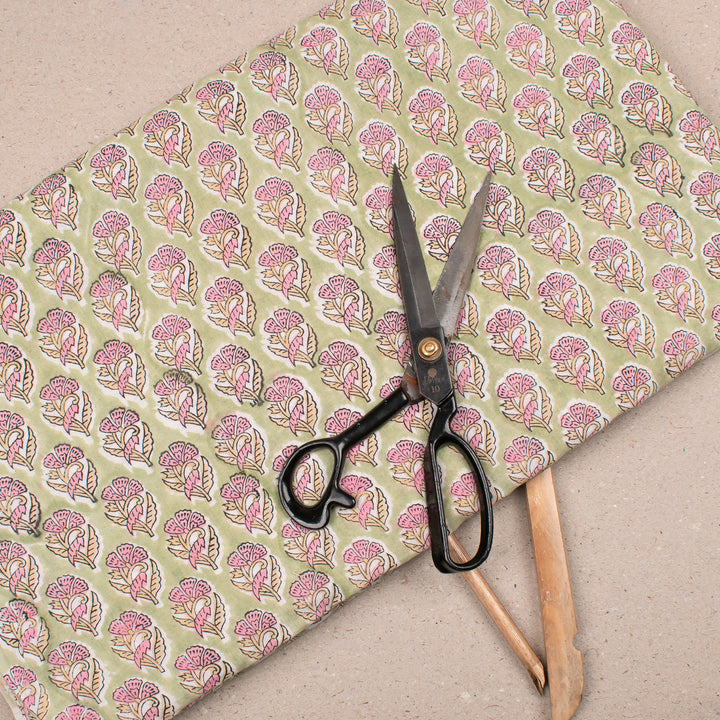 Hand Block Cotton Fabric by the Yard | Block Print Craft Fabric