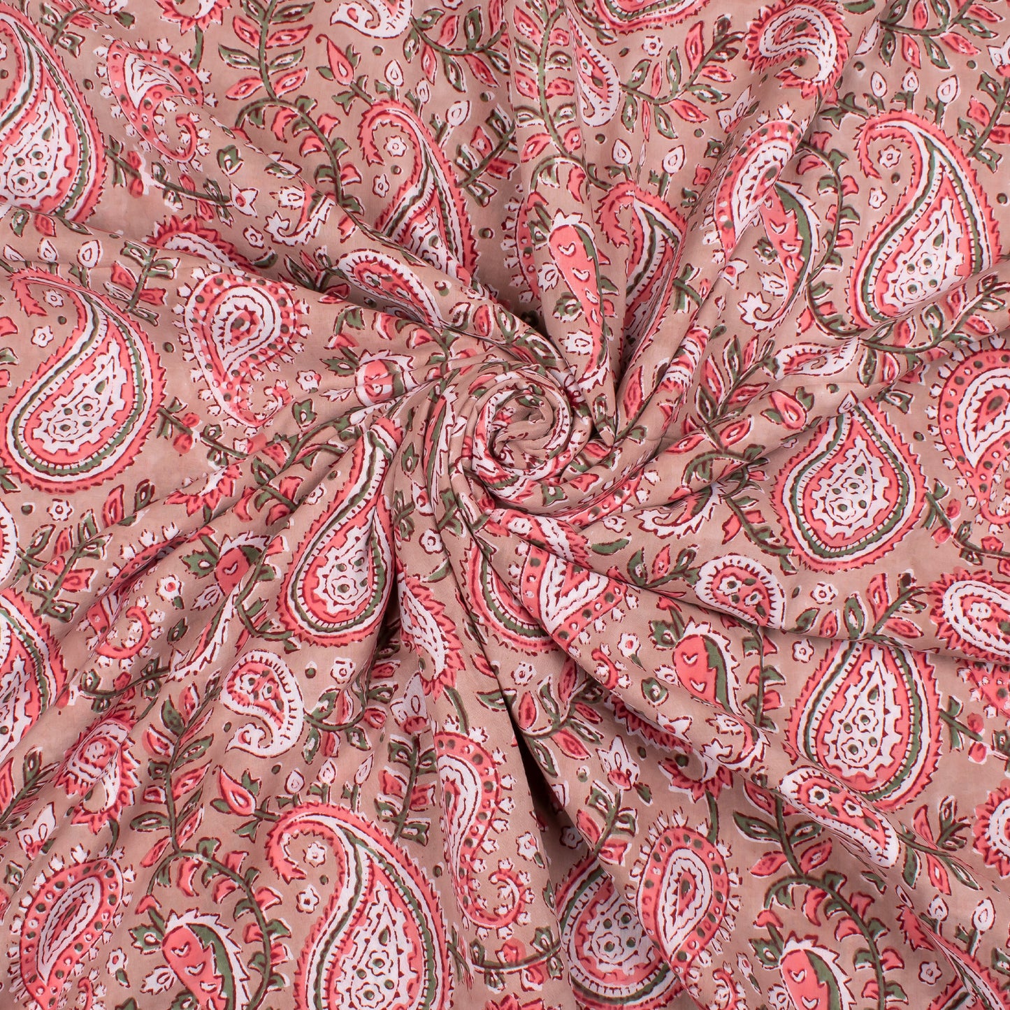 Handmade Block Print Cotton Fabric, Lightweight Material For Dresses, Skirts, Scarves, Quilts & Eco Sewing Projects, Natural Dye Textile