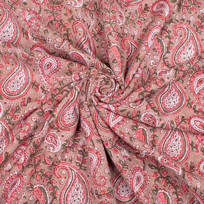 Handmade Block Print Cotton Fabric, Lightweight Material For Dresses, Skirts, Scarves, Quilts & Eco Sewing Projects, Natural Dye Textile