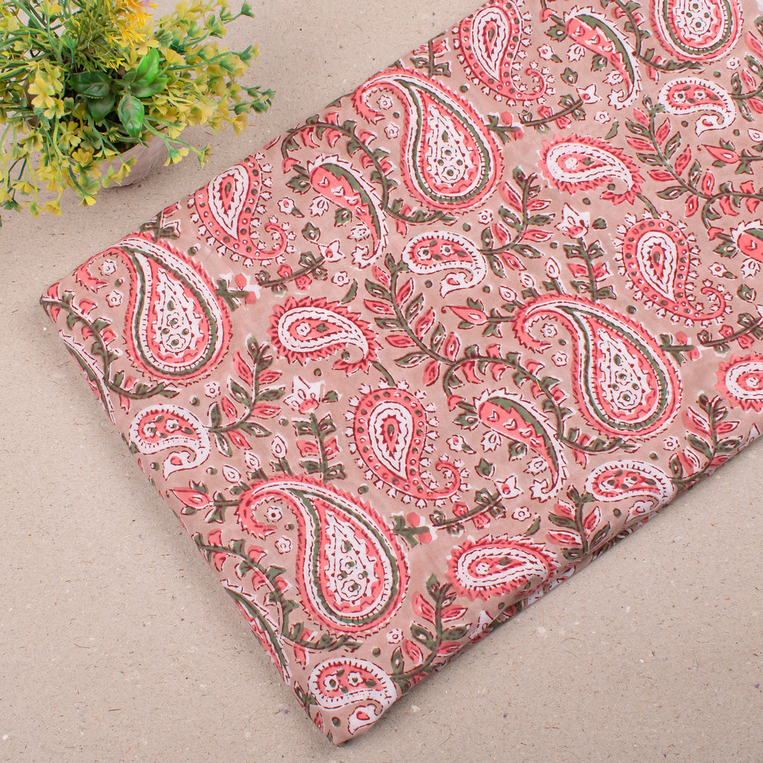 Hand Block Cotton Fabric by the Yard | Block Print Craft Fabric