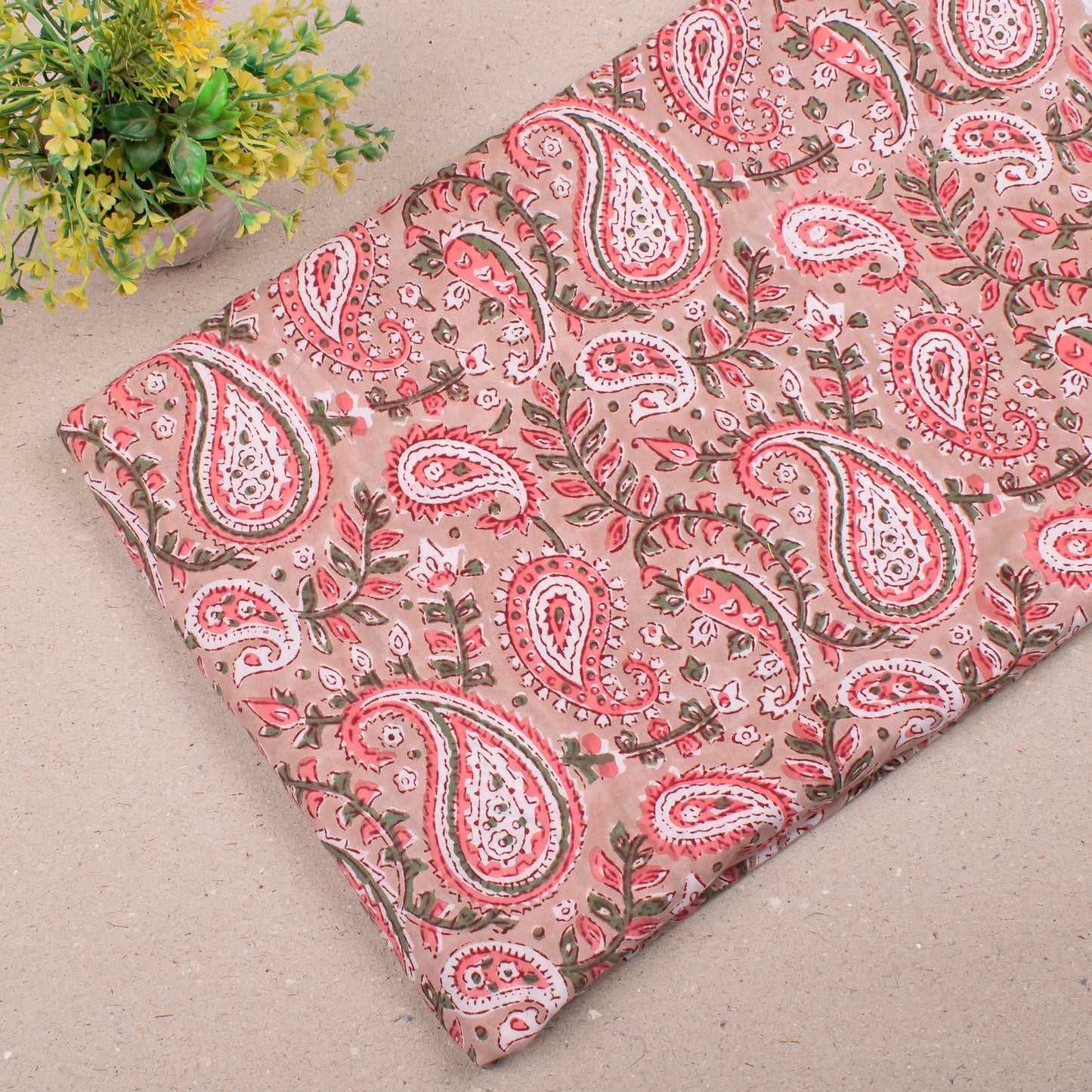 Handmade Block Print Cotton Fabric, Lightweight Material For Dresses, Skirts, Scarves, Quilts & Eco Sewing Projects, Natural Dye Textile