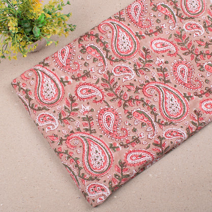 Handmade Block Print Cotton Fabric, Lightweight Material For Dresses, Skirts, Scarves, Quilts & Eco Sewing Projects, Natural Dye Textile