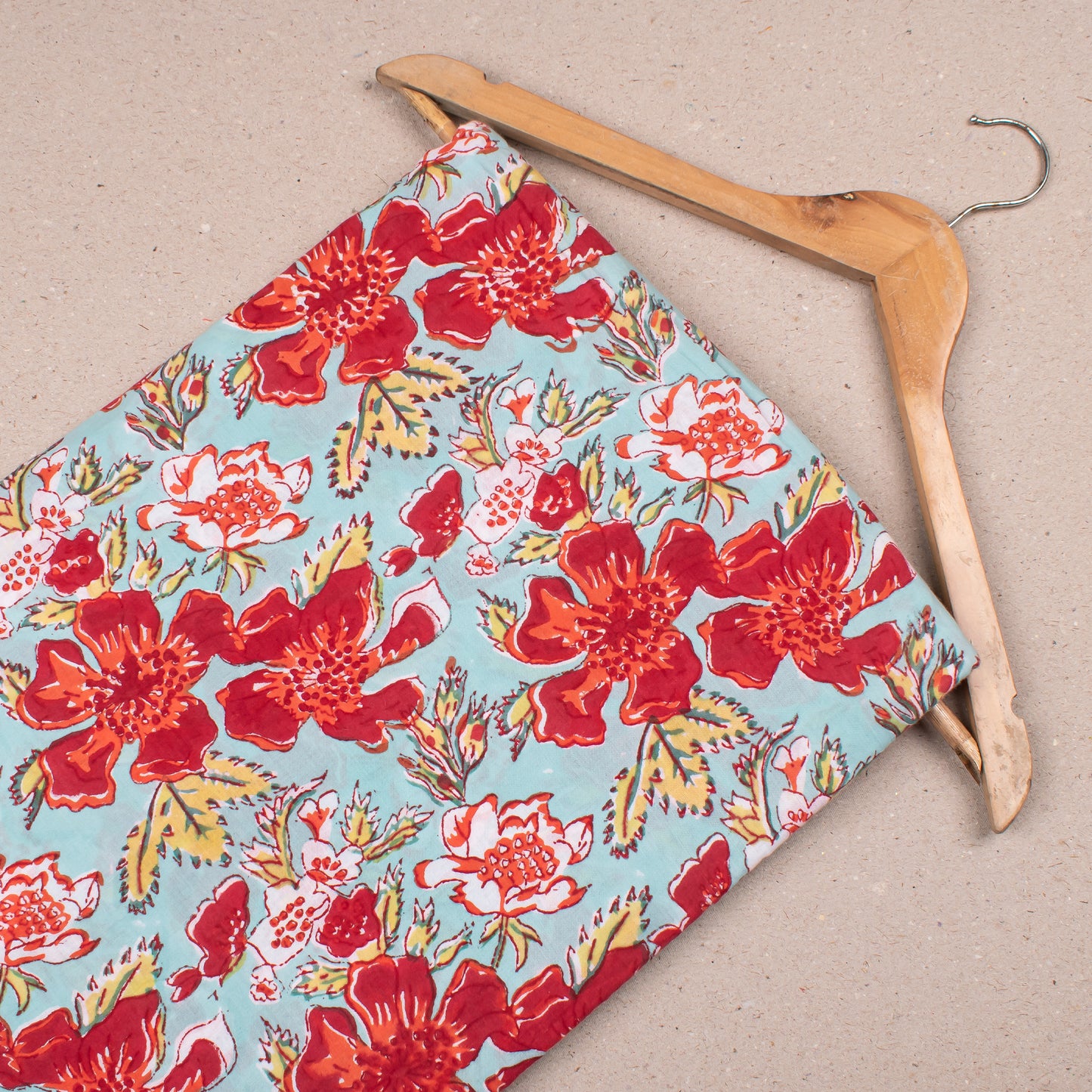 Artisan-Made Block Printed Fabric, Floral Cotton Textile For DIY Apparel, Quilting, Décor Projects, And Summer Clothing, Craft Material