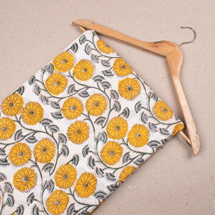 Floral Cotton Fabric by the Yard | Block Print Craft Fabric