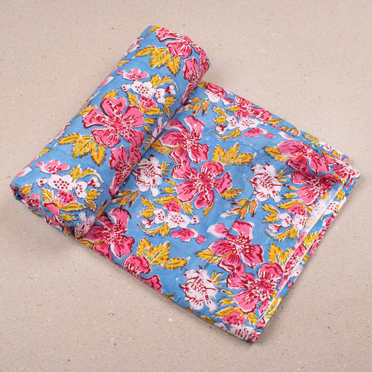 Traditional Hand Block Print Fabric, Natural Dye 100% Cotton Textile For Sewing, Crafting, Dressmaking, And Patchwork Quilt Projects