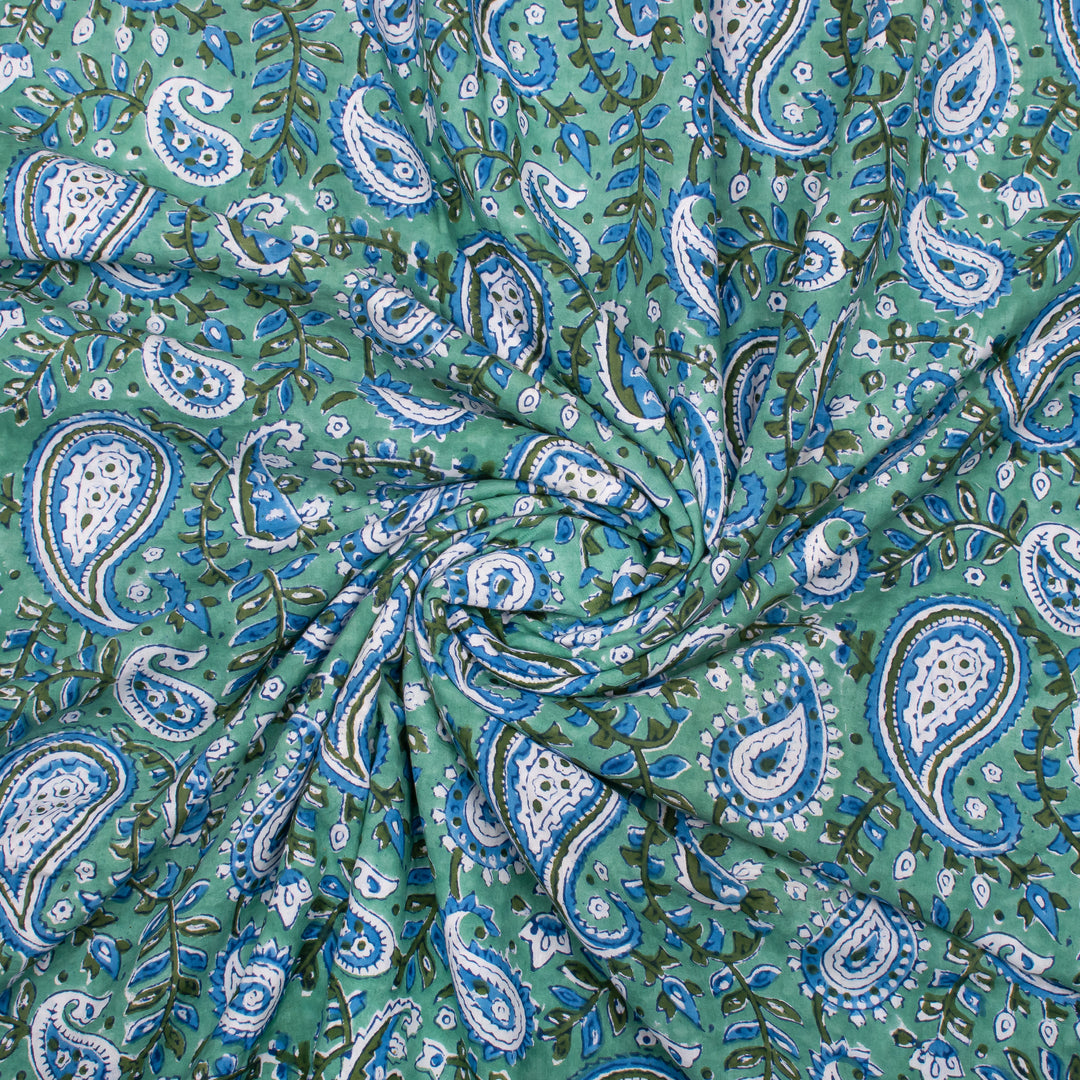 Floral Cotton Fabric by the Yard | Block Print Craft Fabric