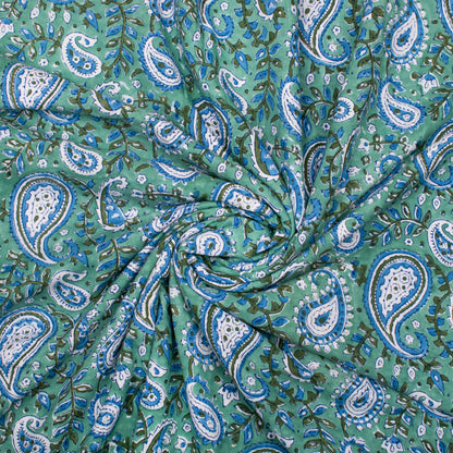 Hand Block Printed Floral Cotton Fabric, Lightweight Fabric For Summer Wear, Printed Fabric For Sewing, Quilts, And Stylish DIY Home Projects