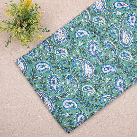 Hand Block Printed Floral Cotton Fabric, Lightweight Fabric For Summer Wear, Printed Fabric For Sewing, Quilts, And Stylish DIY Home Projects